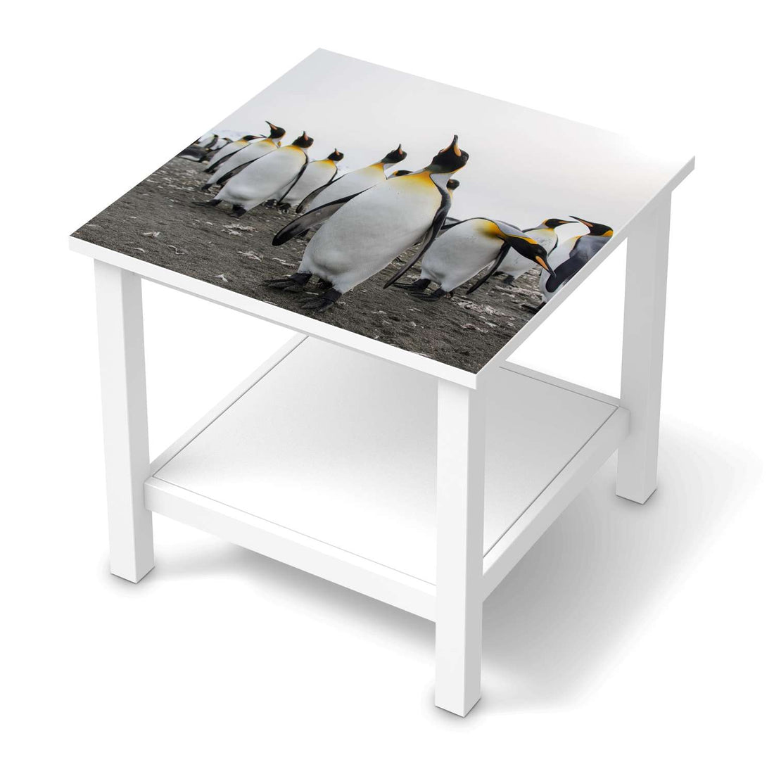 Möbel Klebefolie Penguin Family - IKEA Hemnes Beistelltisch 55x55 cm  - weiss