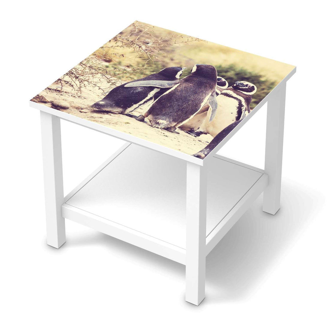 Möbel Klebefolie Pingu Friendship - IKEA Hemnes Beistelltisch 55x55 cm  - weiss