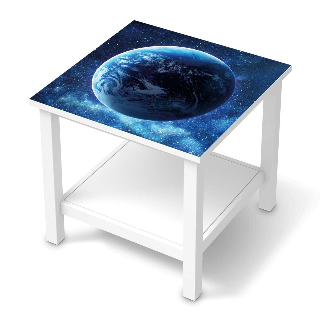 Möbel Klebefolie Planet Blue - IKEA Hemnes Beistelltisch 55x55 cm  - weiss