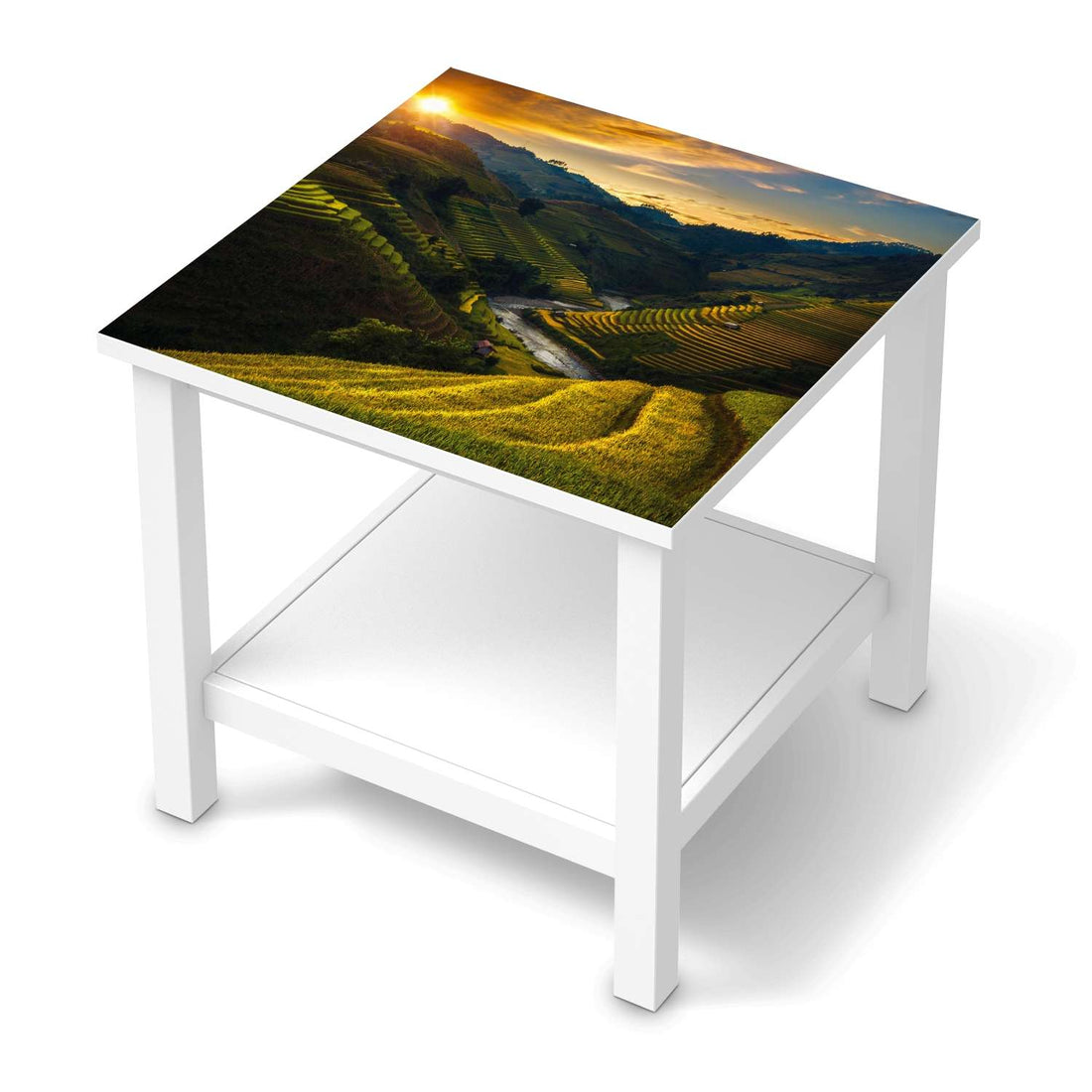 Möbel Klebefolie Reisterrassen - IKEA Hemnes Beistelltisch 55x55 cm  - weiss