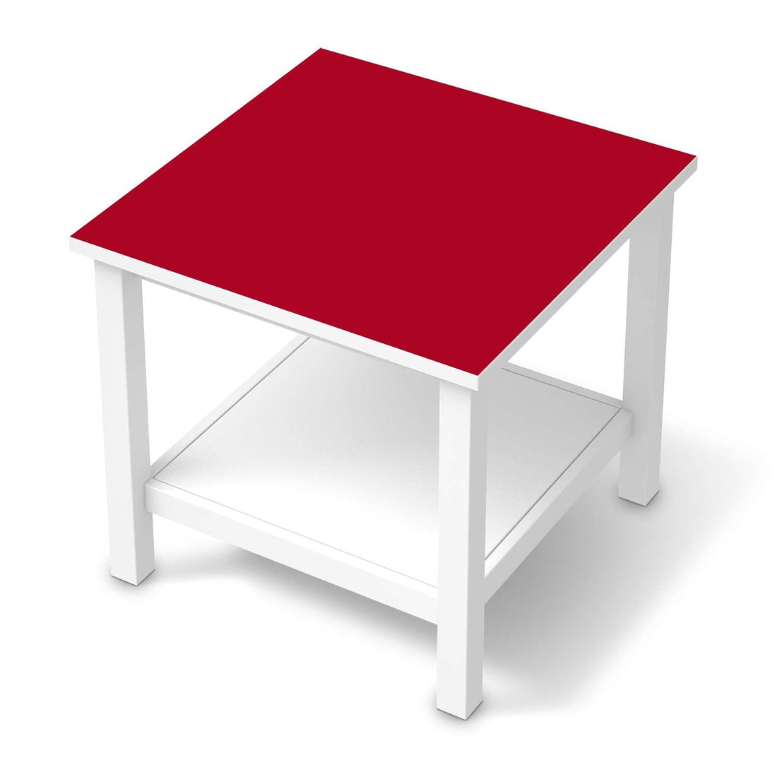Möbel Klebefolie Rot Dark - IKEA Hemnes Beistelltisch 55x55 cm  - weiss