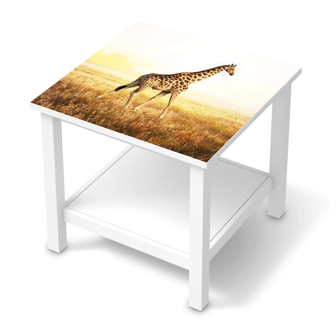 Möbel Klebefolie Savanna Giraffe - IKEA Hemnes Beistelltisch 55x55 cm  - weiss