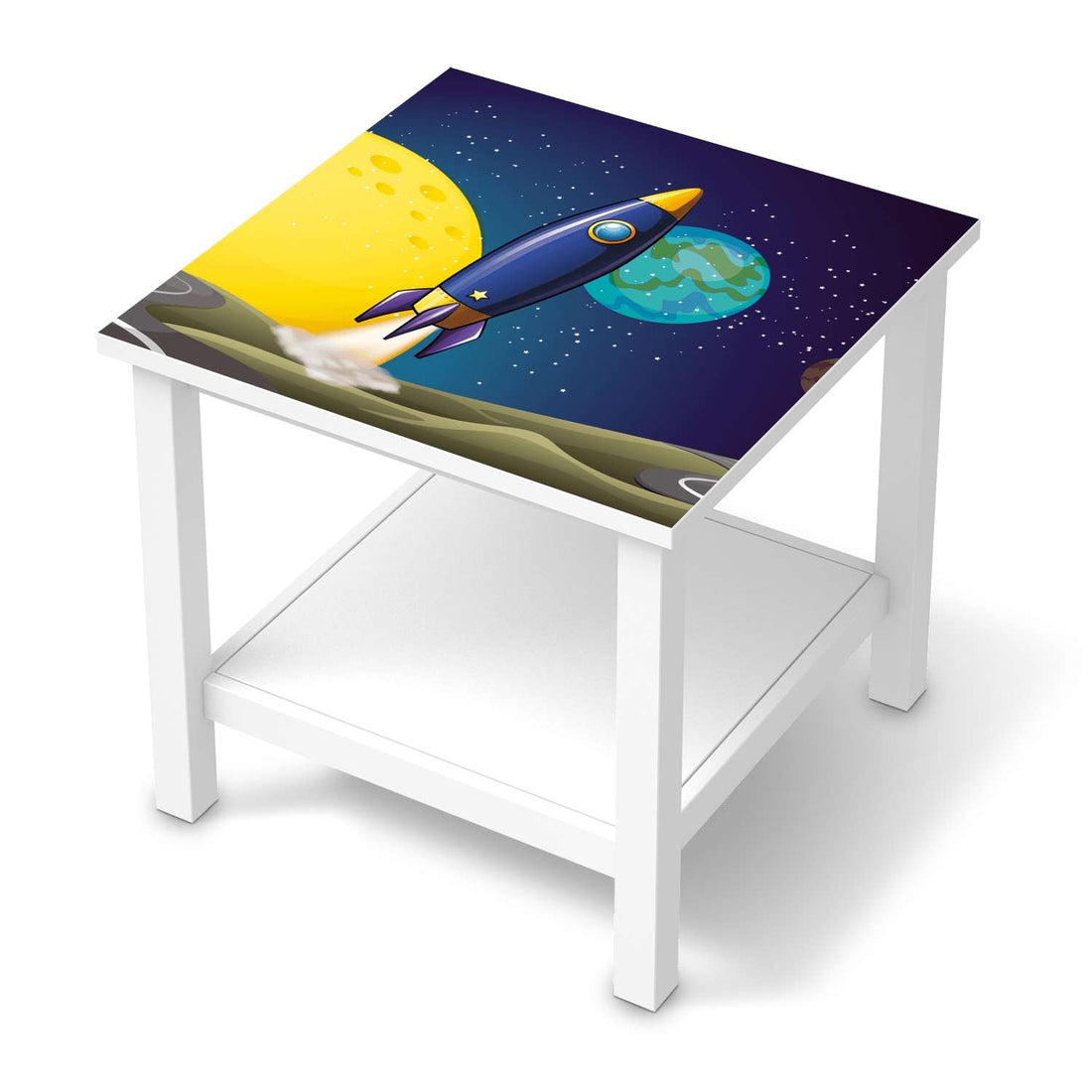 Möbel Klebefolie Space Rocket - IKEA Hemnes Beistelltisch 55x55 cm  - weiss