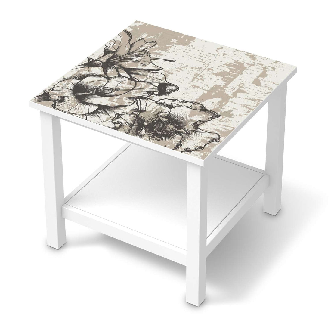 Möbel Klebefolie Styleful Vintage 1 - IKEA Hemnes Beistelltisch 55x55 cm  - weiss