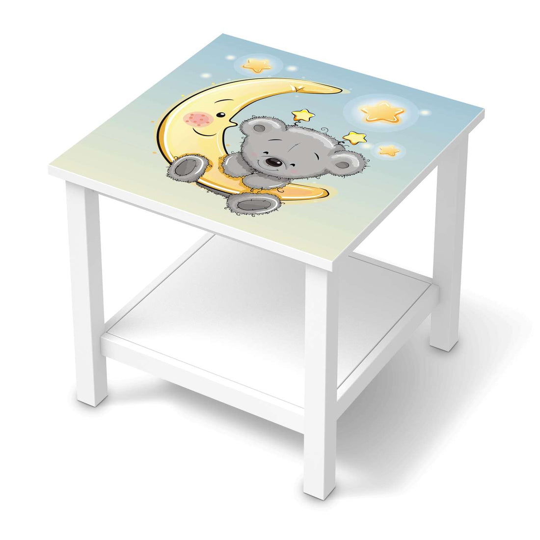 Möbel Klebefolie Teddy und Mond - IKEA Hemnes Beistelltisch 55x55 cm  - weiss