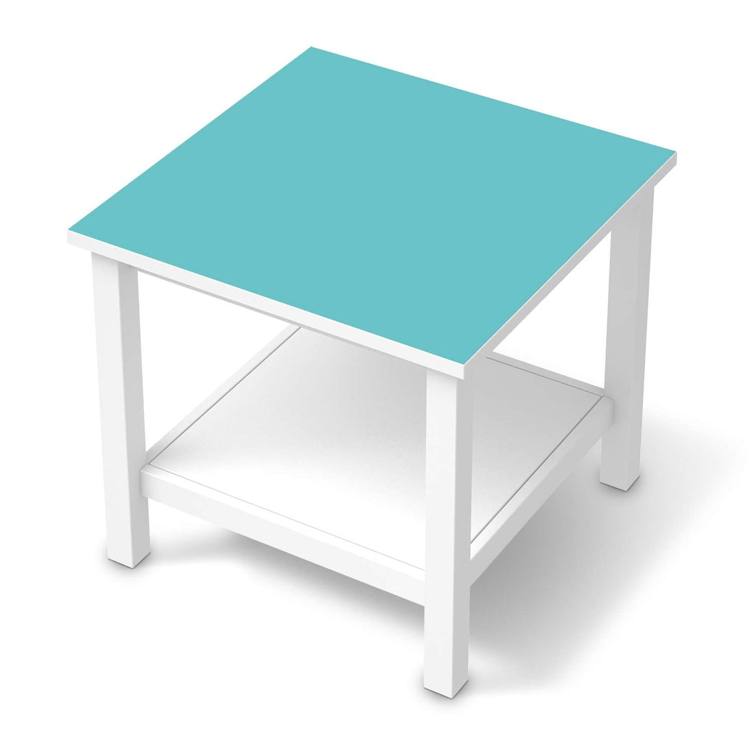 Möbel Klebefolie Türkisgrün Light - IKEA Hemnes Beistelltisch 55x55 cm  - weiss
