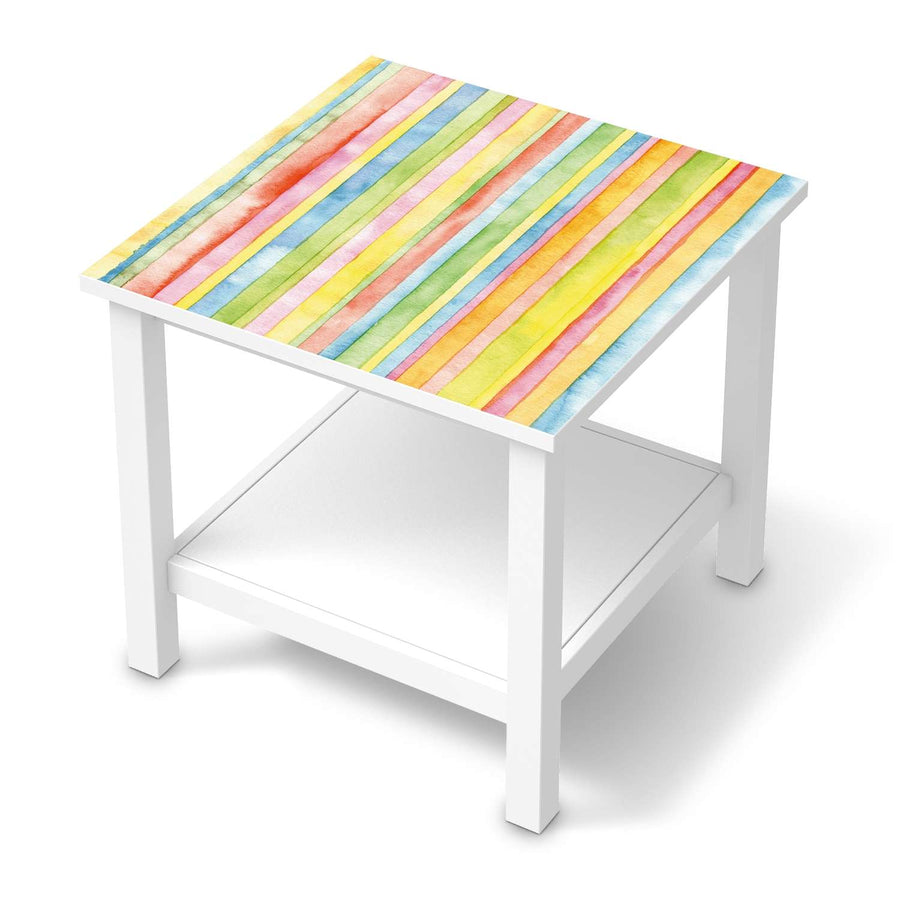Möbel Klebefolie Watercolor Stripes - IKEA Hemnes Beistelltisch 55x55 cm  - weiss