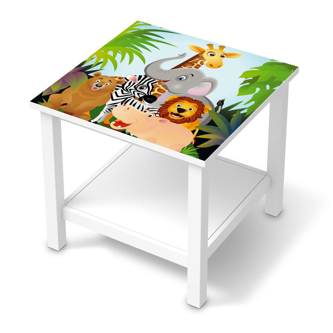Möbel Klebefolie Wild Animals - IKEA Hemnes Beistelltisch 55x55 cm  - weiss