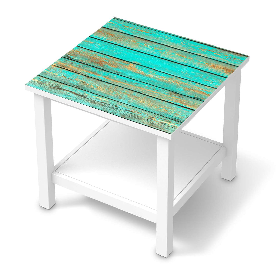 Möbel Klebefolie Wooden Aqua - IKEA Hemnes Beistelltisch 55x55 cm  - weiss