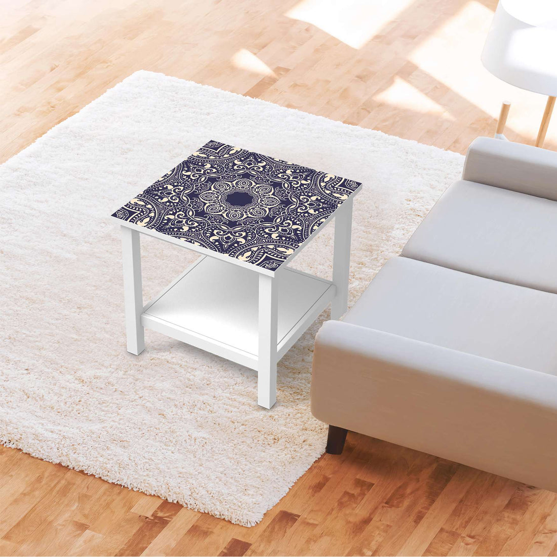 Möbel Klebefolie Blue Mandala - IKEA Hemnes Beistelltisch 55x55 cm - Wohnzimmer