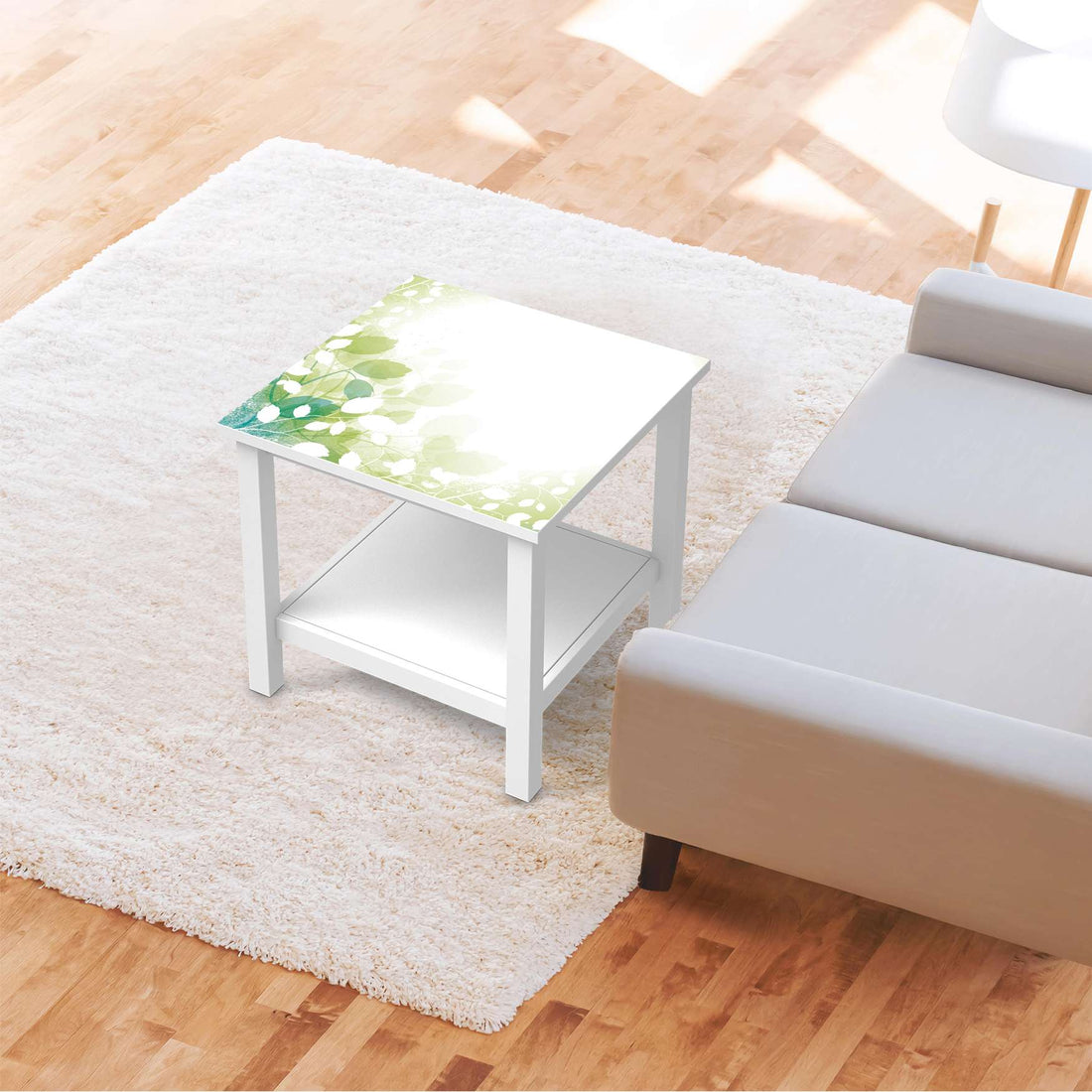 Möbel Klebefolie Flower Light - IKEA Hemnes Beistelltisch 55x55 cm - Wohnzimmer