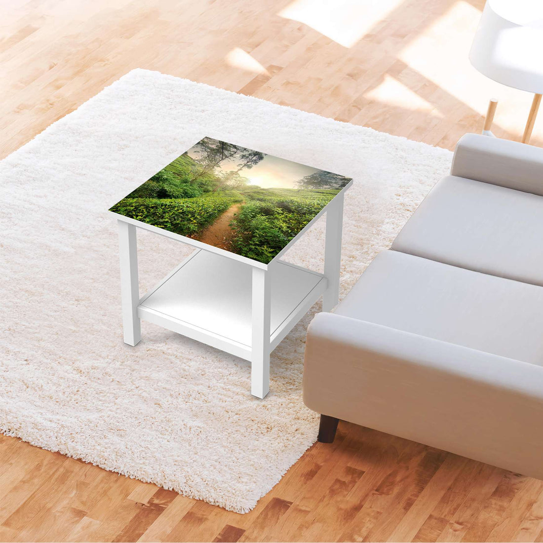 Möbel Klebefolie Green Tea Fields - IKEA Hemnes Beistelltisch 55x55 cm - Wohnzimmer