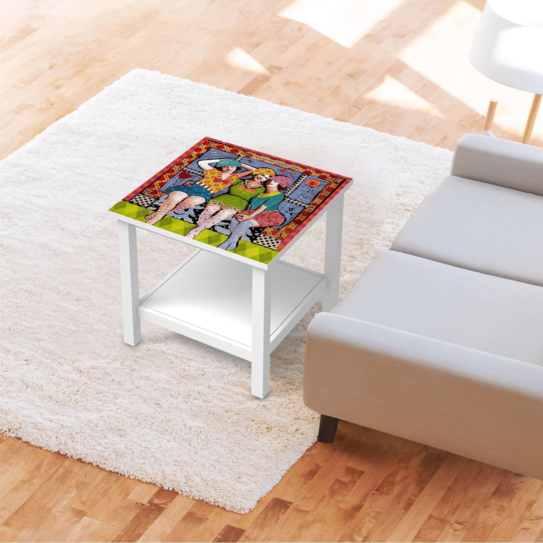 Möbel Klebefolie Her mit dem schönen Leben - IKEA Hemnes Beistelltisch 55x55 cm - Wohnzimmer