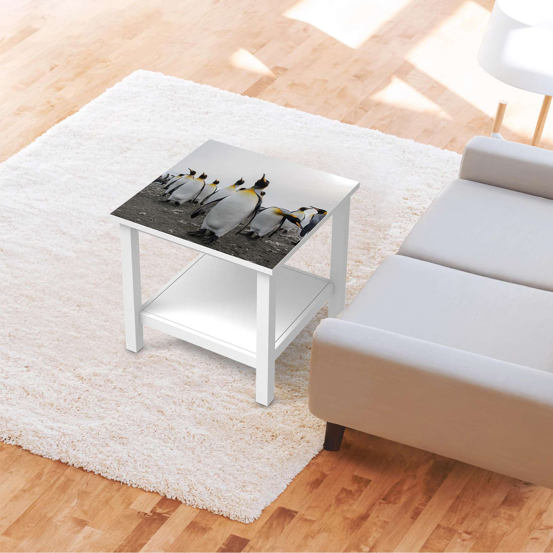 Möbel Klebefolie Penguin Family - IKEA Hemnes Beistelltisch 55x55 cm - Wohnzimmer