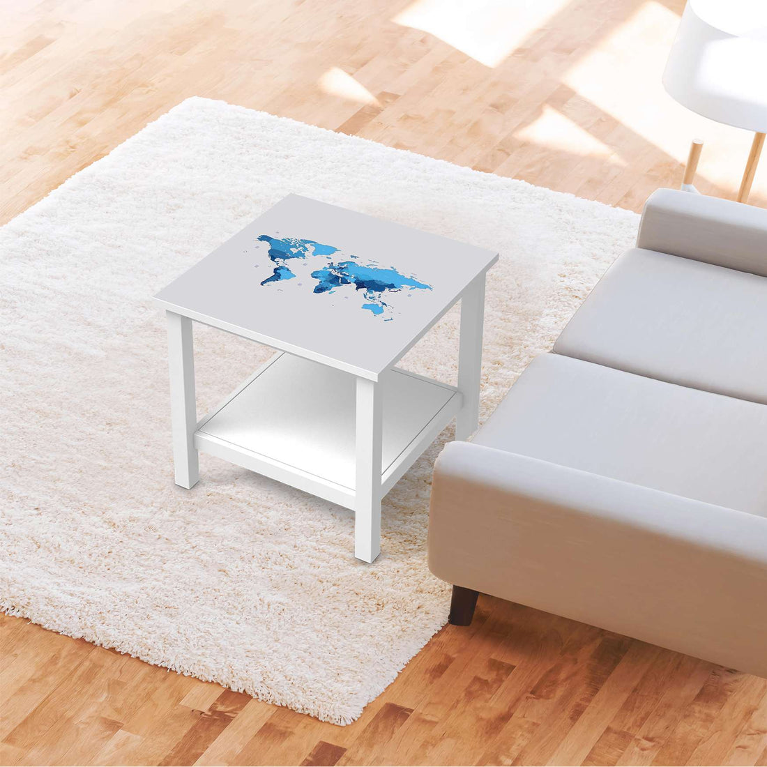 Möbel Klebefolie Politische Weltkarte - IKEA Hemnes Beistelltisch 55x55 cm - Wohnzimmer