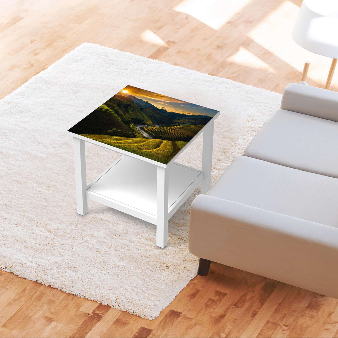 Möbel Klebefolie Reisterrassen - IKEA Hemnes Beistelltisch 55x55 cm - Wohnzimmer