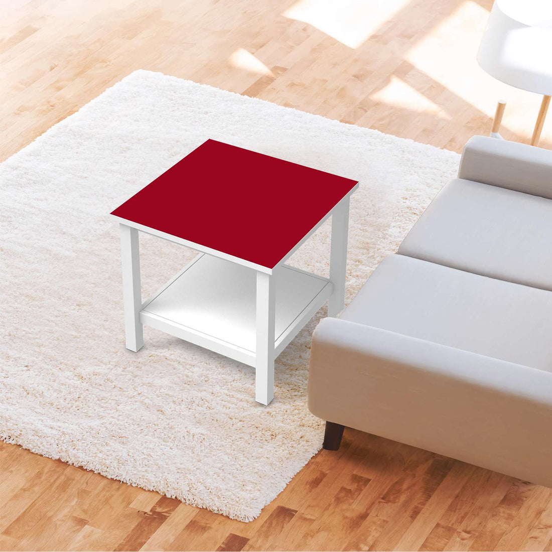 Möbel Klebefolie Rot Dark - IKEA Hemnes Beistelltisch 55x55 cm - Wohnzimmer