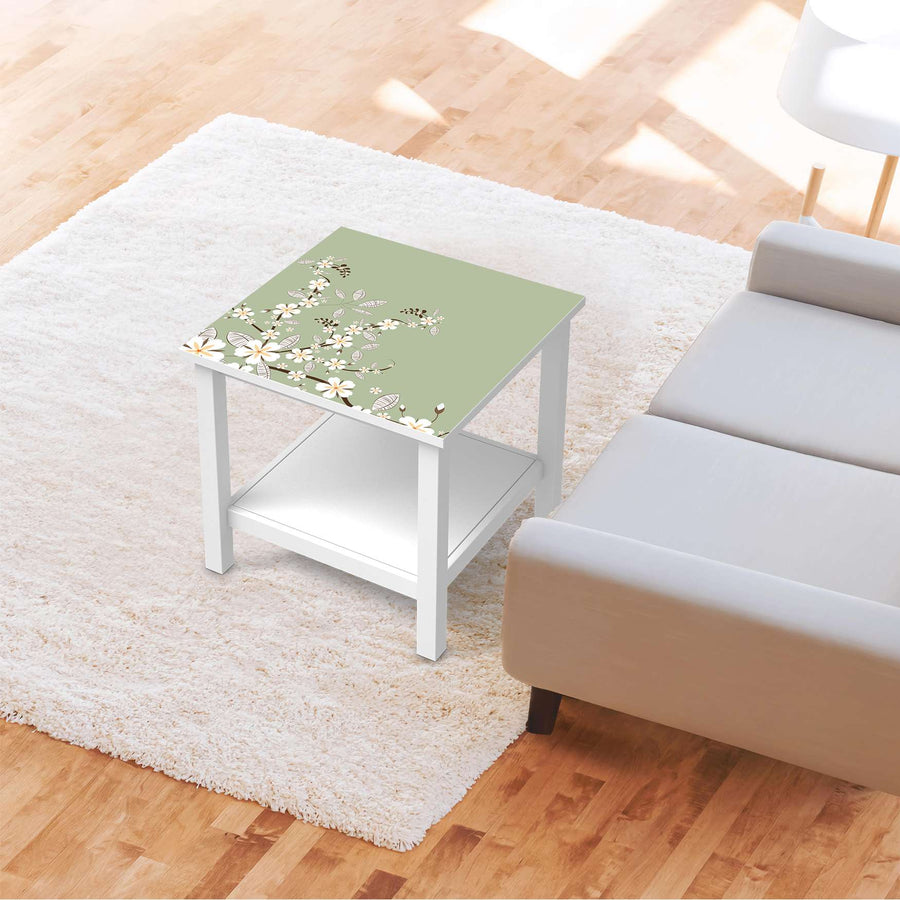 Möbel Klebefolie White Blossoms - IKEA Hemnes Beistelltisch 55x55 cm - Wohnzimmer