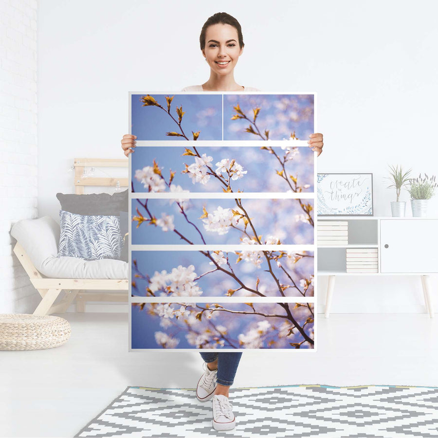 Möbel Klebefolie Apple Blossoms - IKEA Malm Kommode 6 Schubladen (hoch) - Folie