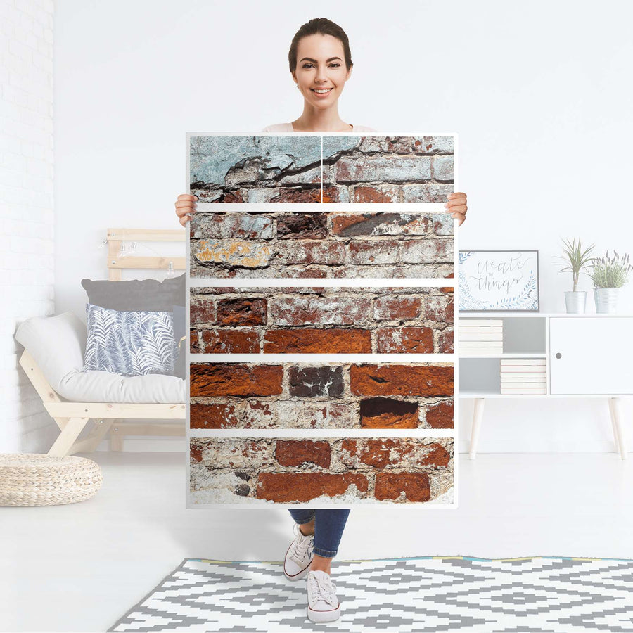 Möbel Klebefolie Backstein - IKEA Malm Kommode 6 Schubladen (hoch) - Folie