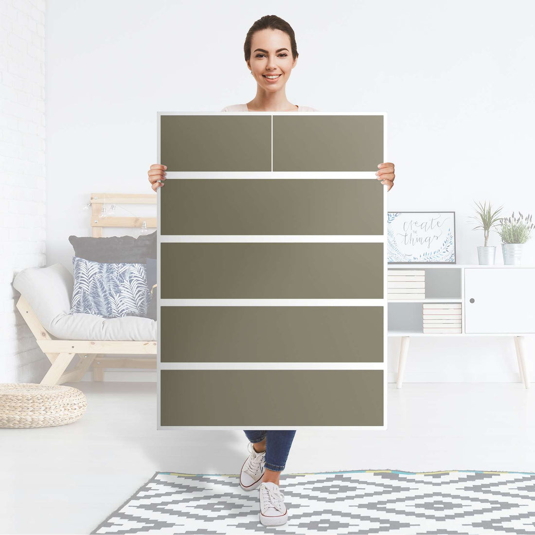 Möbel Klebefolie Braungrau Light - IKEA Malm Kommode 6 Schubladen (hoch) - Folie
