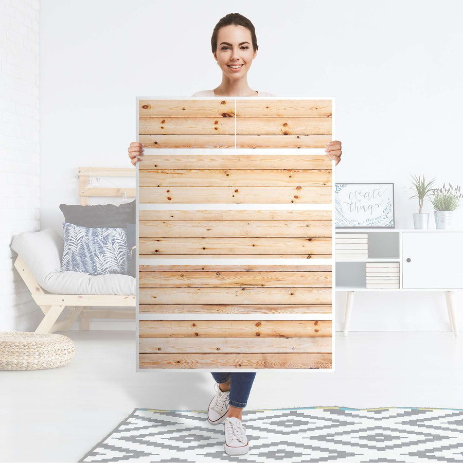 Möbel Klebefolie Bright Planks - IKEA Malm Kommode 6 Schubladen (hoch) - Folie