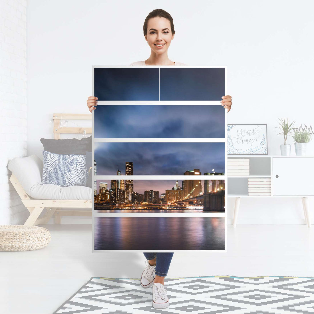 Möbel Klebefolie Brooklyn Bridge - IKEA Malm Kommode 6 Schubladen (hoch) - Folie