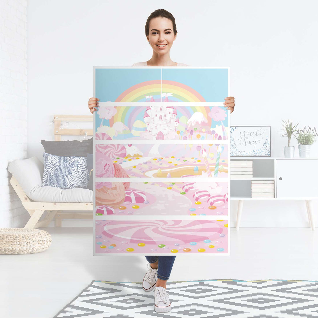 Möbel Klebefolie Candyland - IKEA Malm Kommode 6 Schubladen (hoch) - Folie
