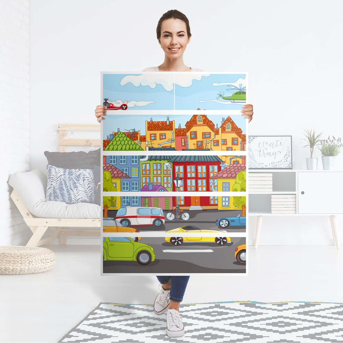 Möbel Klebefolie City Life - IKEA Malm Kommode 6 Schubladen (hoch) - Folie