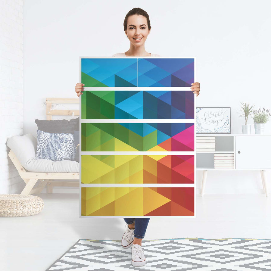Möbel Klebefolie Colored Cubes - IKEA Malm Kommode 6 Schubladen (hoch) - Folie