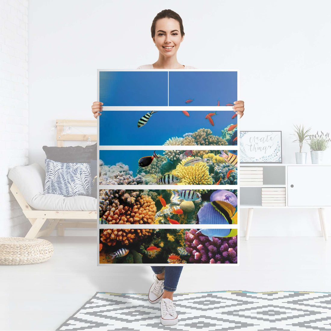 Möbel Klebefolie Malm Kommode 6 Schubladen (hoch) (IKEA) - Coral Reef –  creatisto