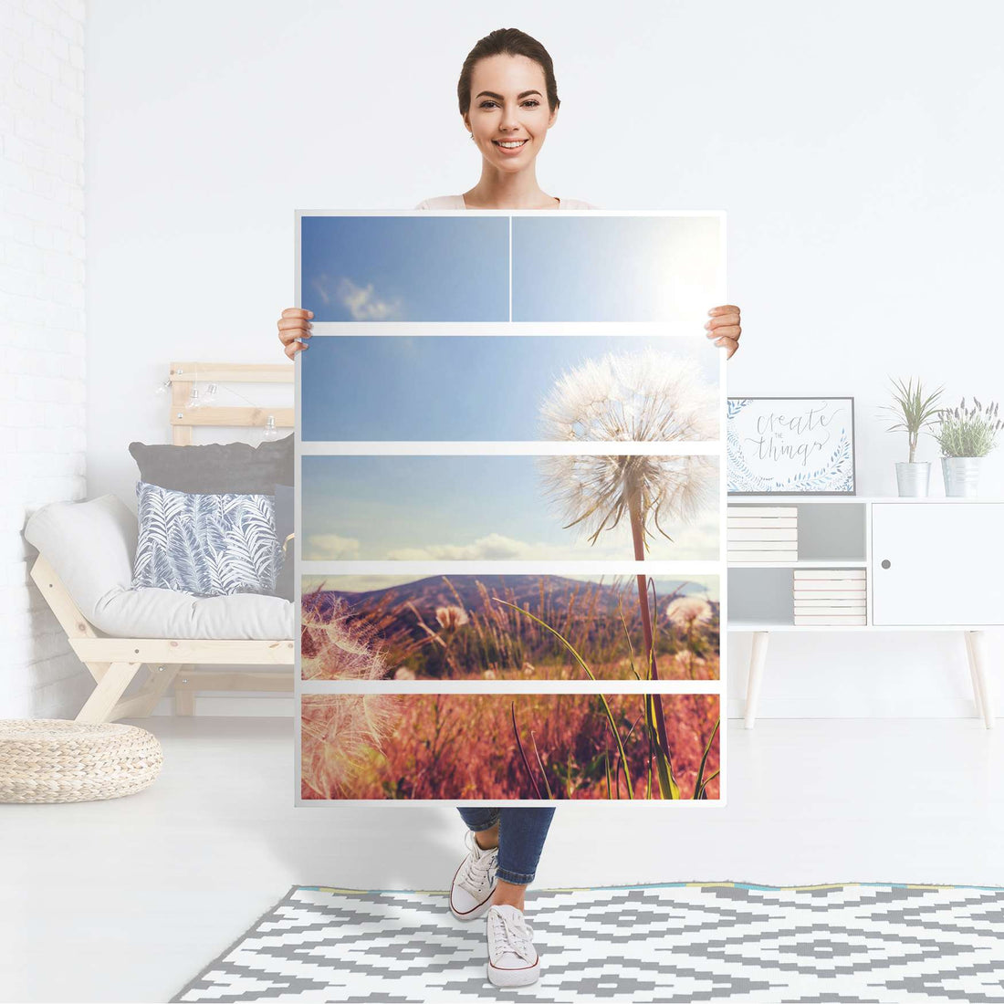 Möbel Klebefolie Dandelion - IKEA Malm Kommode 6 Schubladen (hoch) - Folie