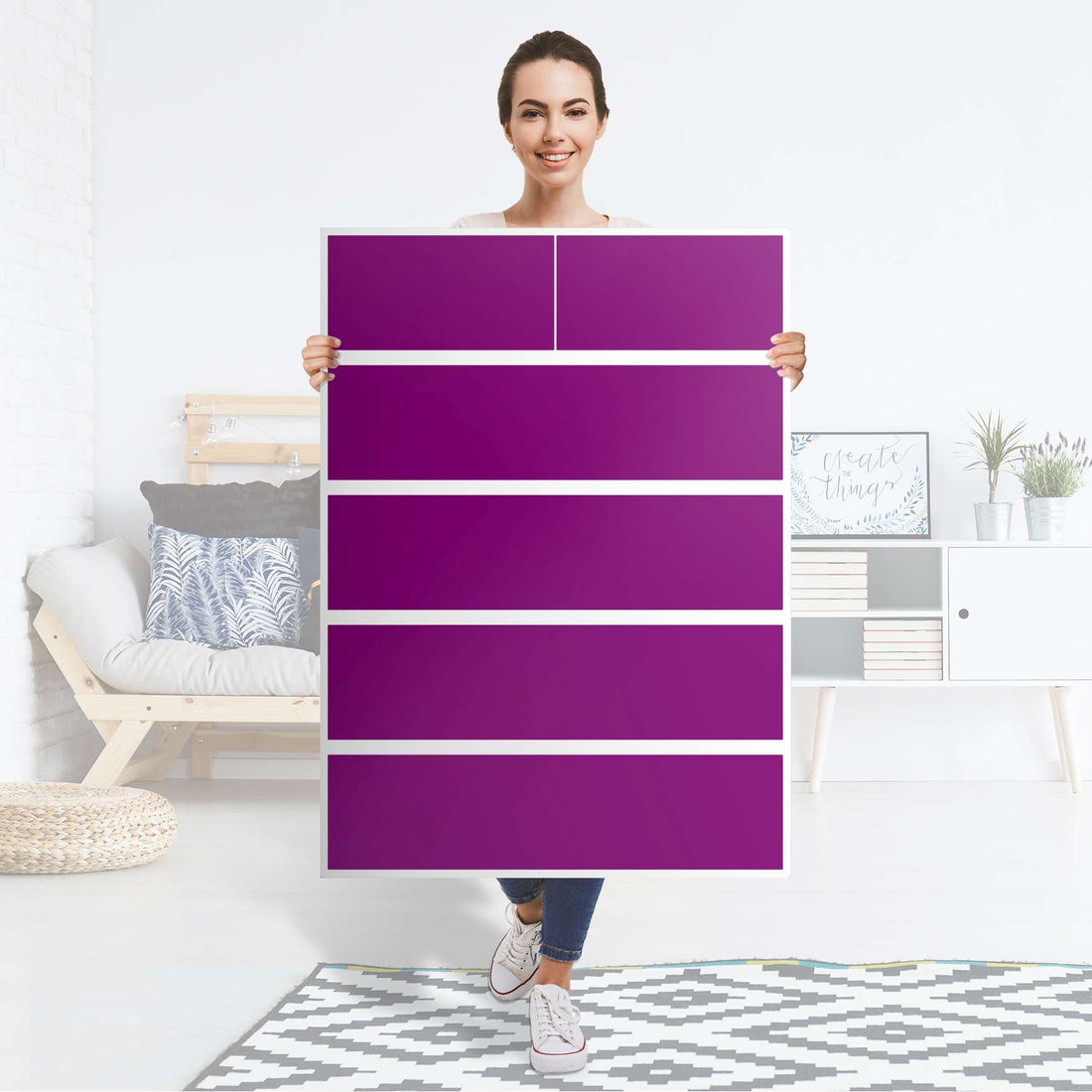 Möbel Klebefolie Flieder Dark - IKEA Malm Kommode 6 Schubladen (hoch) - Folie