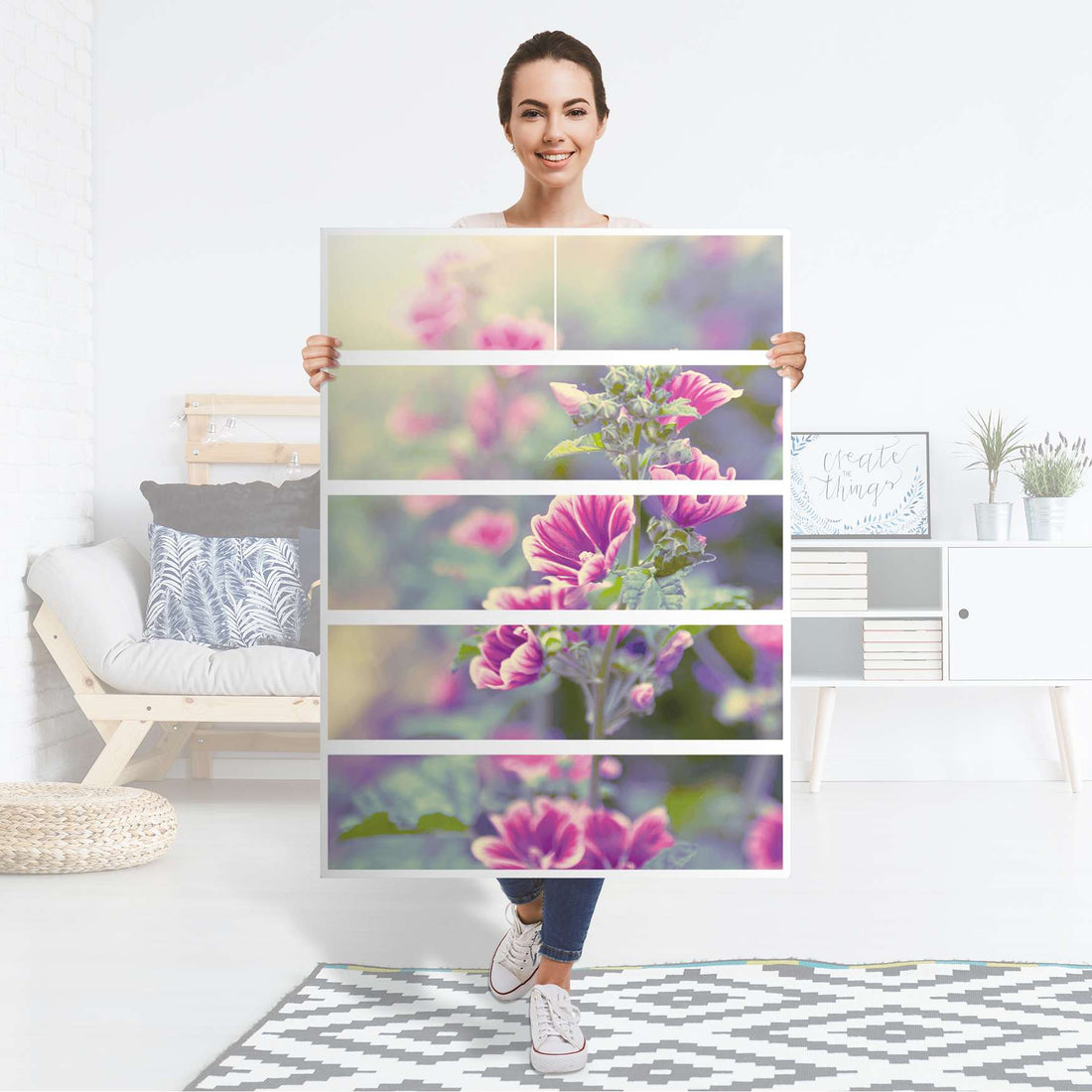 Möbel Klebefolie Flower Gaze - IKEA Malm Kommode 6 Schubladen (hoch) - Folie