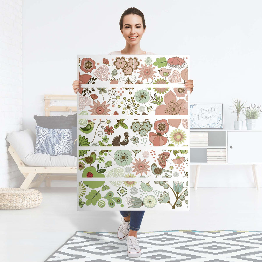 Möbel Klebefolie Flower Pattern - IKEA Malm Kommode 6 Schubladen (hoch) - Folie