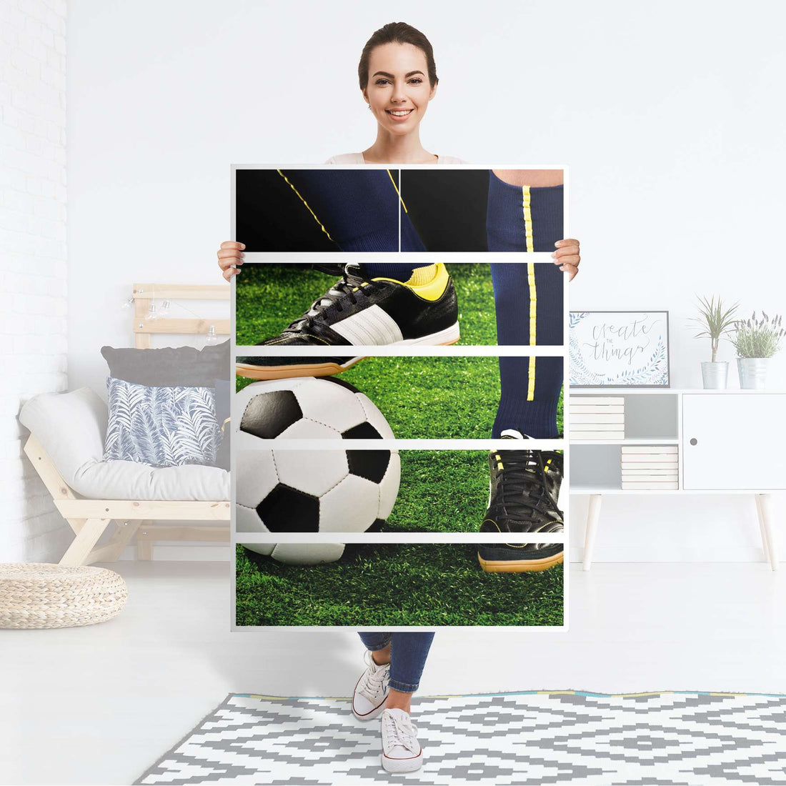 Möbel Klebefolie Fussballstar - IKEA Malm Kommode 6 Schubladen (hoch) - Folie