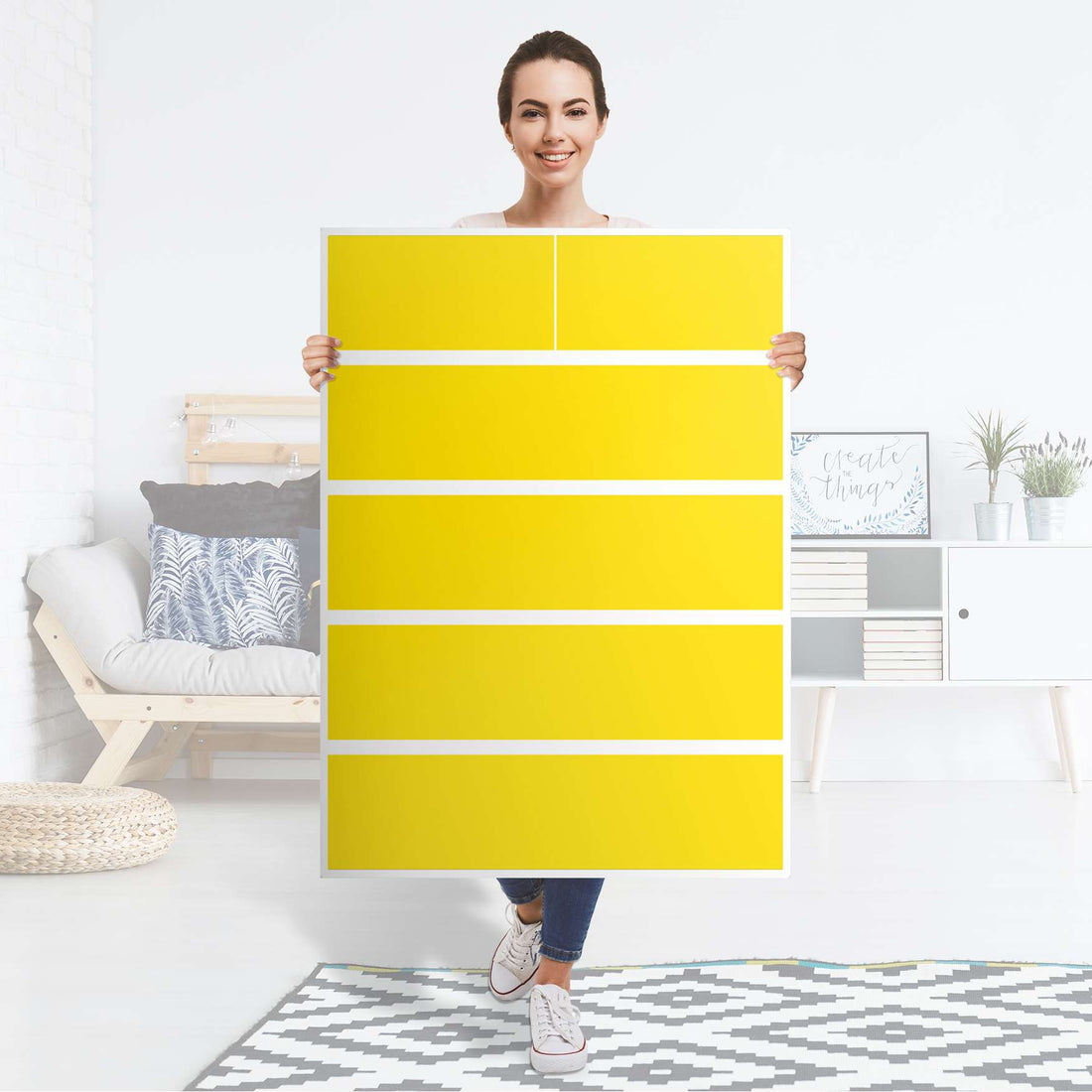Möbel Klebefolie Gelb Dark - IKEA Malm Kommode 6 Schubladen (hoch) - Folie