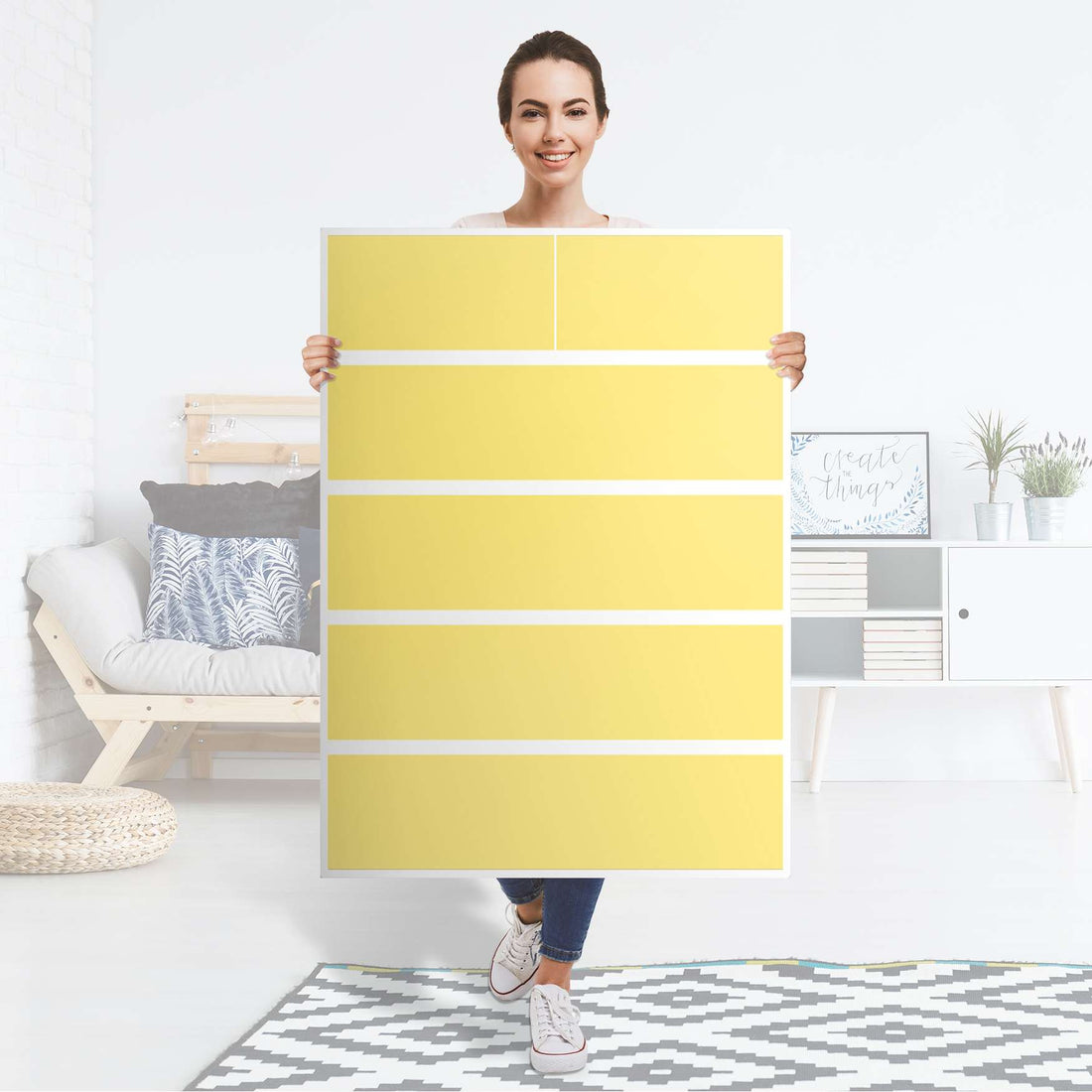 Möbel Klebefolie Gelb Light - IKEA Malm Kommode 6 Schubladen (hoch) - Folie