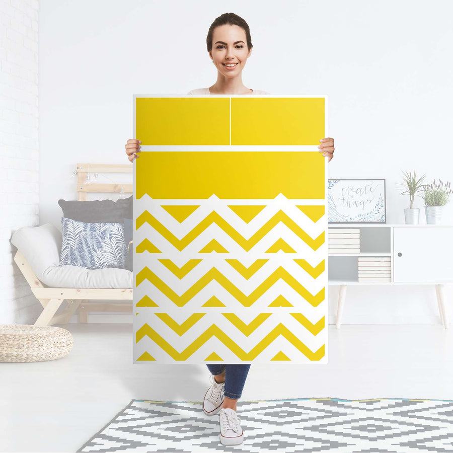 Möbel Klebefolie Gelbe Zacken - IKEA Malm Kommode 6 Schubladen (hoch) - Folie