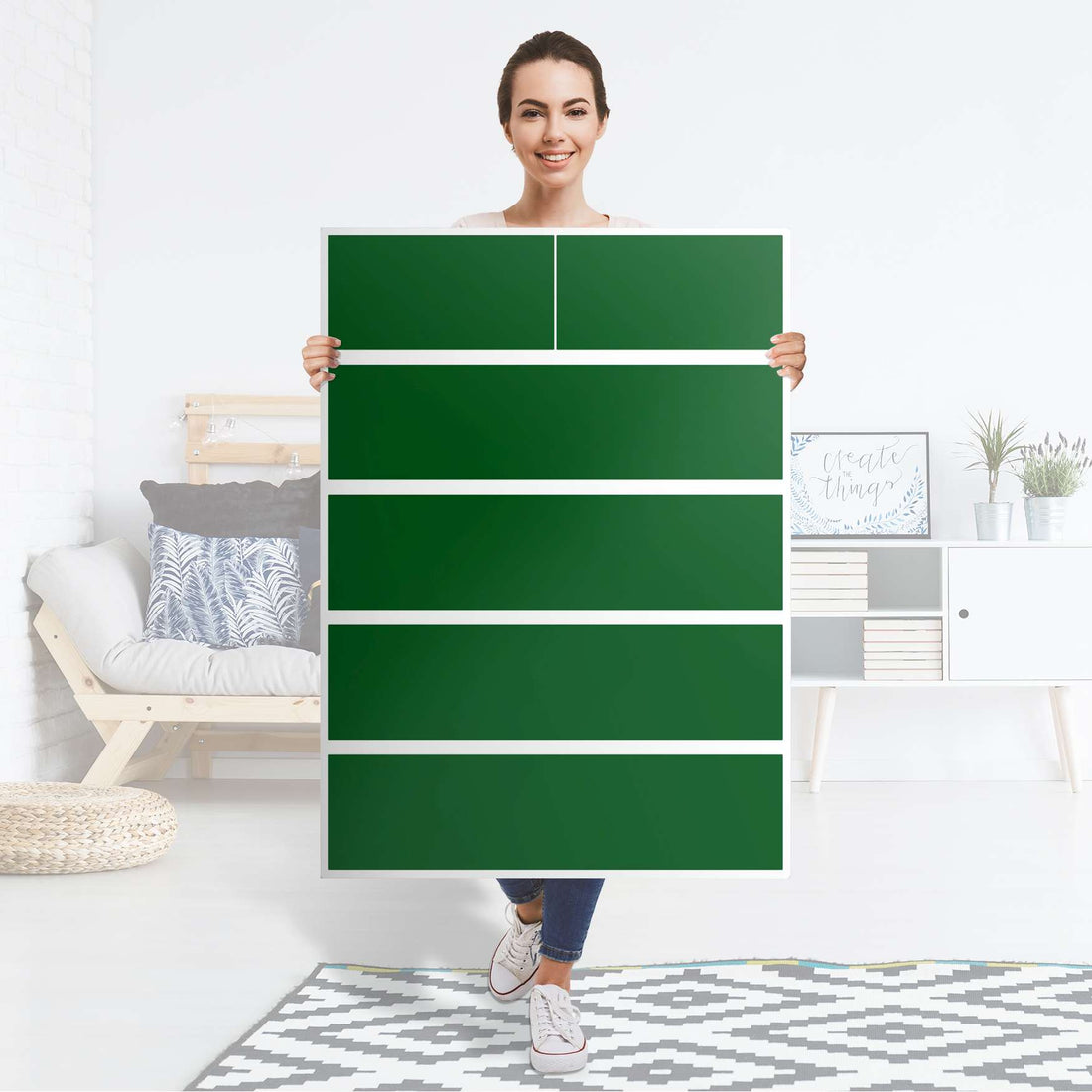 Möbel Klebefolie Grün Dark - IKEA Malm Kommode 6 Schubladen (hoch) - Folie