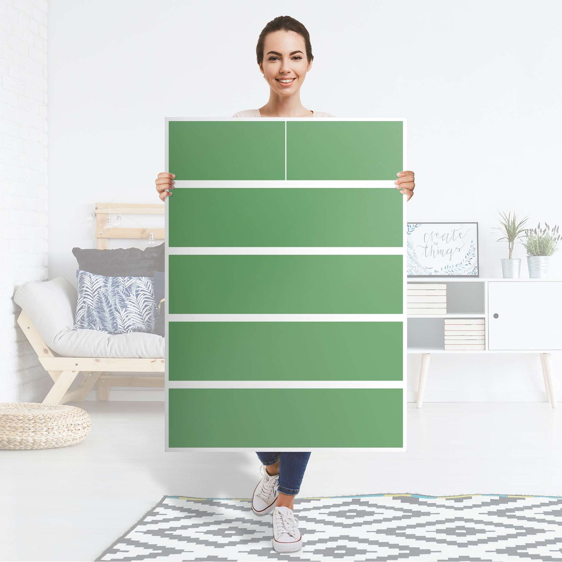 Möbel Klebefolie Grün Light - IKEA Malm Kommode 6 Schubladen (hoch) - Folie