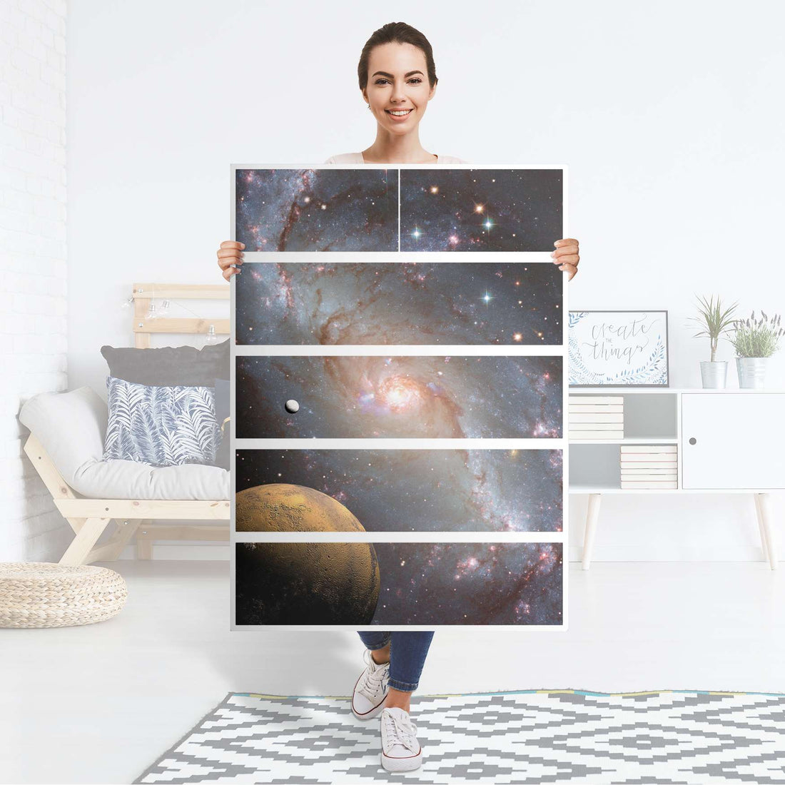 Möbel Klebefolie Milky Way - IKEA Malm Kommode 6 Schubladen (hoch) - Folie