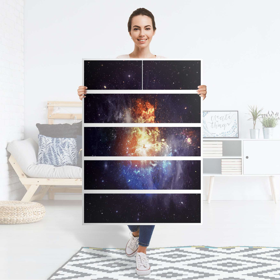 Möbel Klebefolie Nebula - IKEA Malm Kommode 6 Schubladen (hoch) - Folie