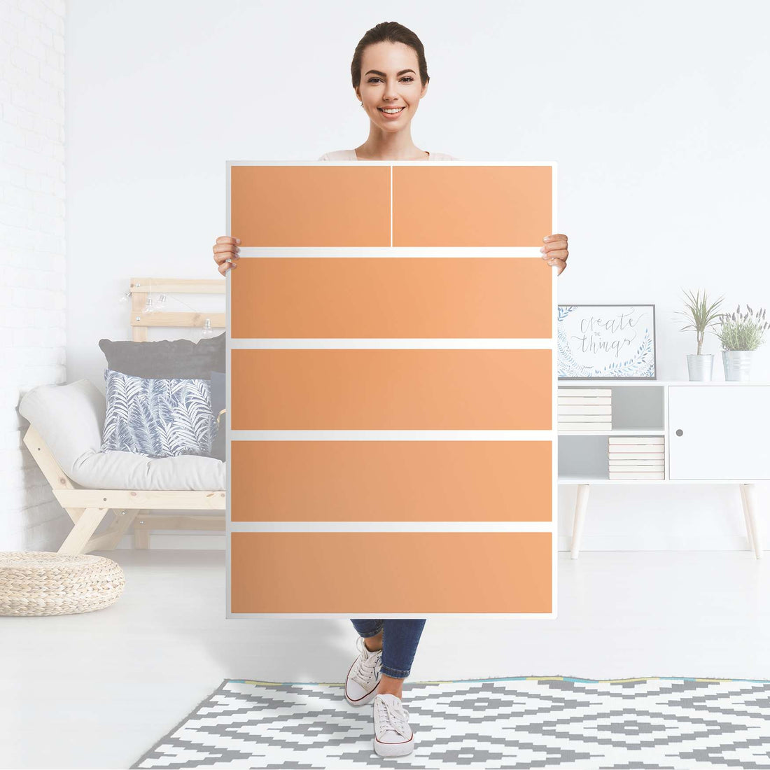 Möbel Klebefolie Orange Light - IKEA Malm Kommode 6 Schubladen (hoch) - Folie