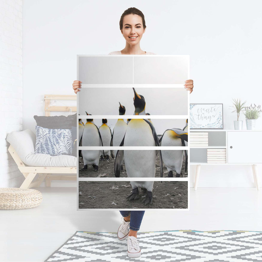 Möbel Klebefolie Penguin Family - IKEA Malm Kommode 6 Schubladen (hoch) - Folie