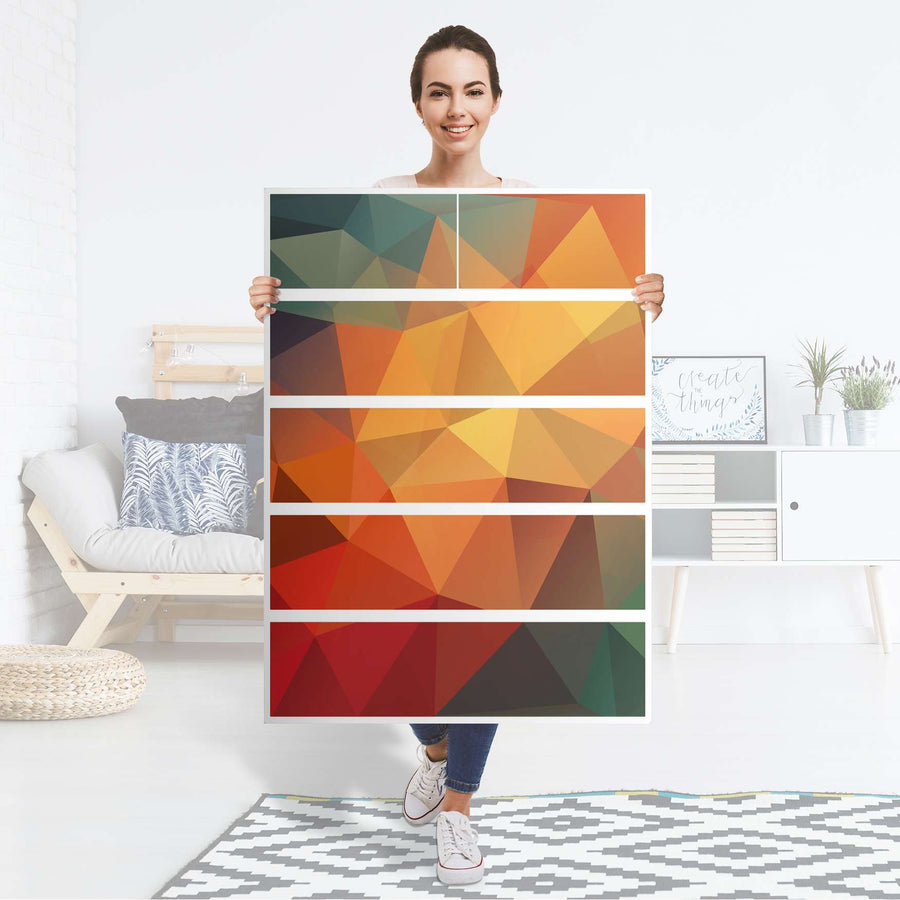 Möbel Klebefolie Polygon - IKEA Malm Kommode 6 Schubladen (hoch) - Folie