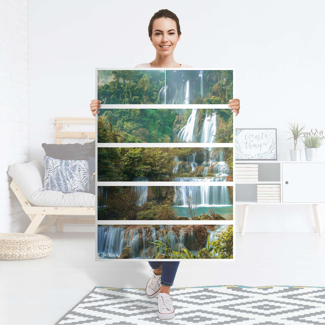 Möbel Klebefolie Rainforest - IKEA Malm Kommode 6 Schubladen (hoch) - Folie