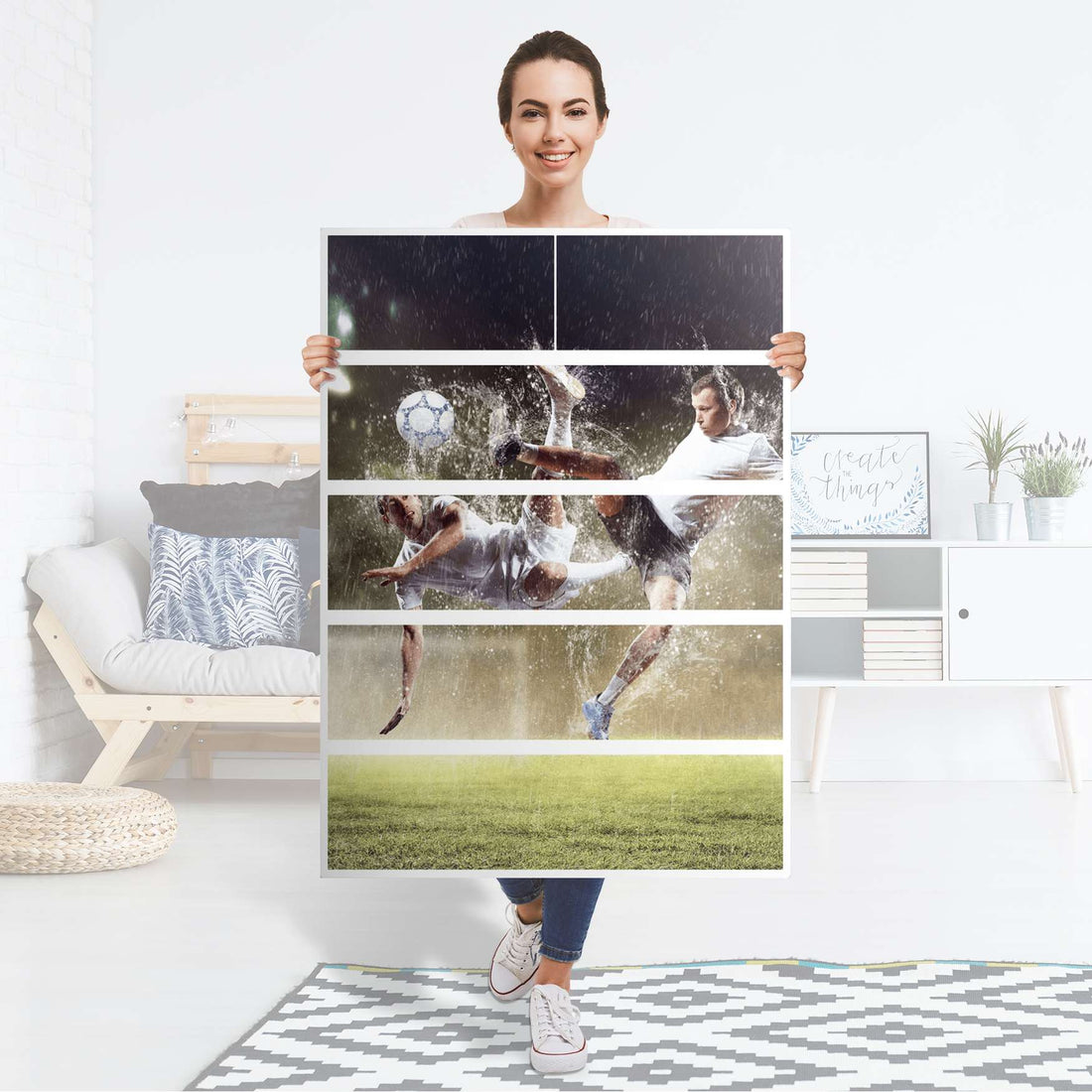 Möbel Klebefolie Soccer - IKEA Malm Kommode 6 Schubladen (hoch) - Folie