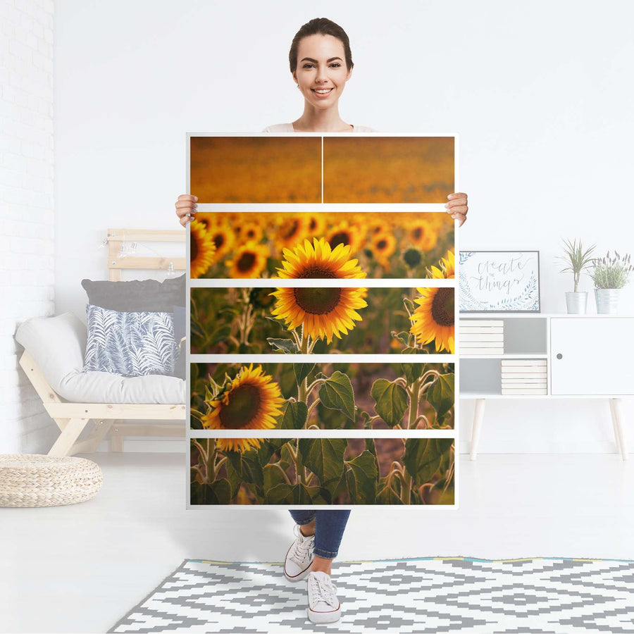 Möbel Klebefolie Sunflowers - IKEA Malm Kommode 6 Schubladen (hoch) - Folie