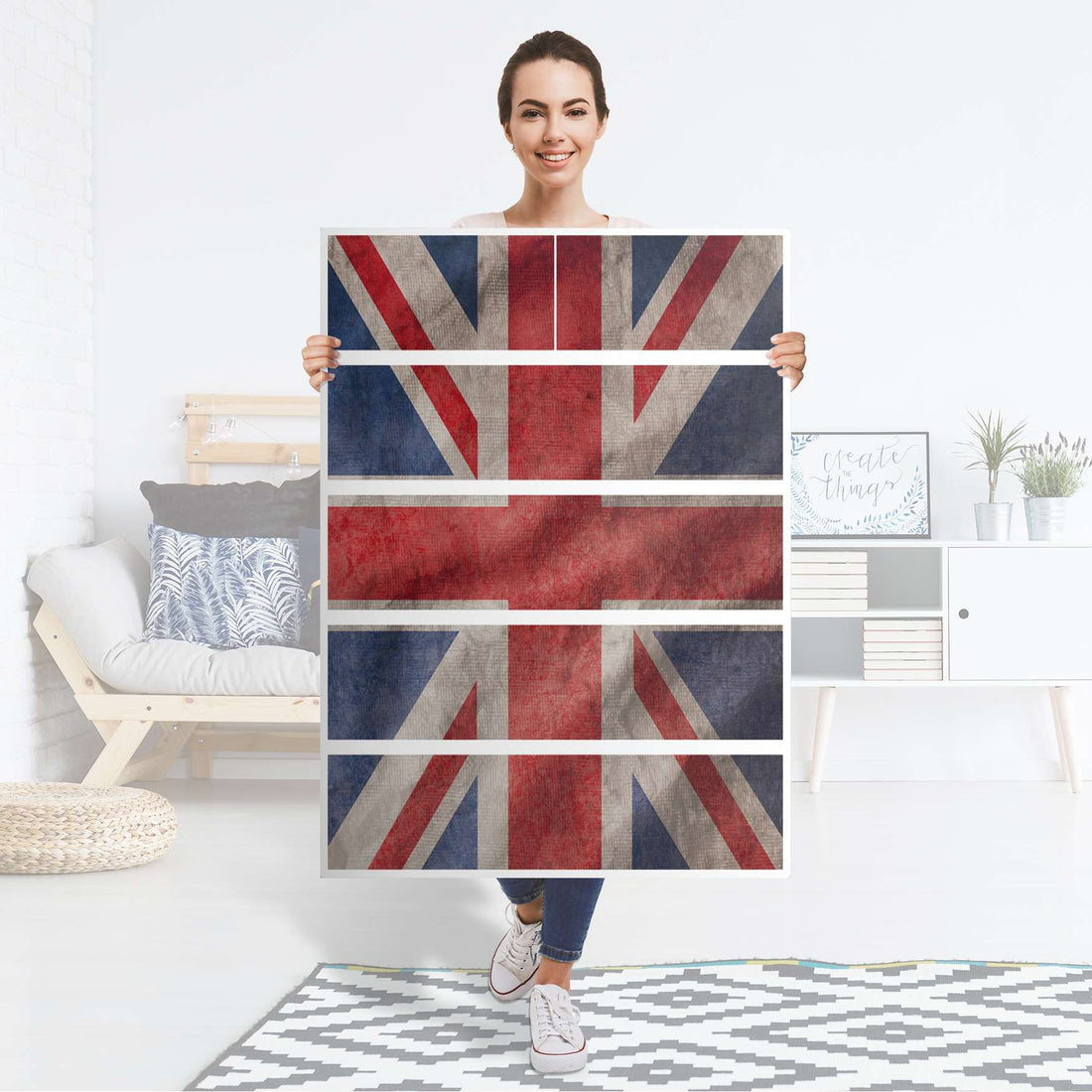 Möbel Klebefolie Union Jack - IKEA Malm Kommode 6 Schubladen (hoch) - Folie